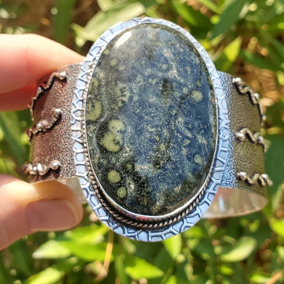 New Kambaba Jasper 925 Silver Cuff Bracelet. - Picture 10 of 15